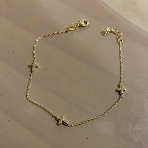 3 Station Cross Bracelet Gold Plated